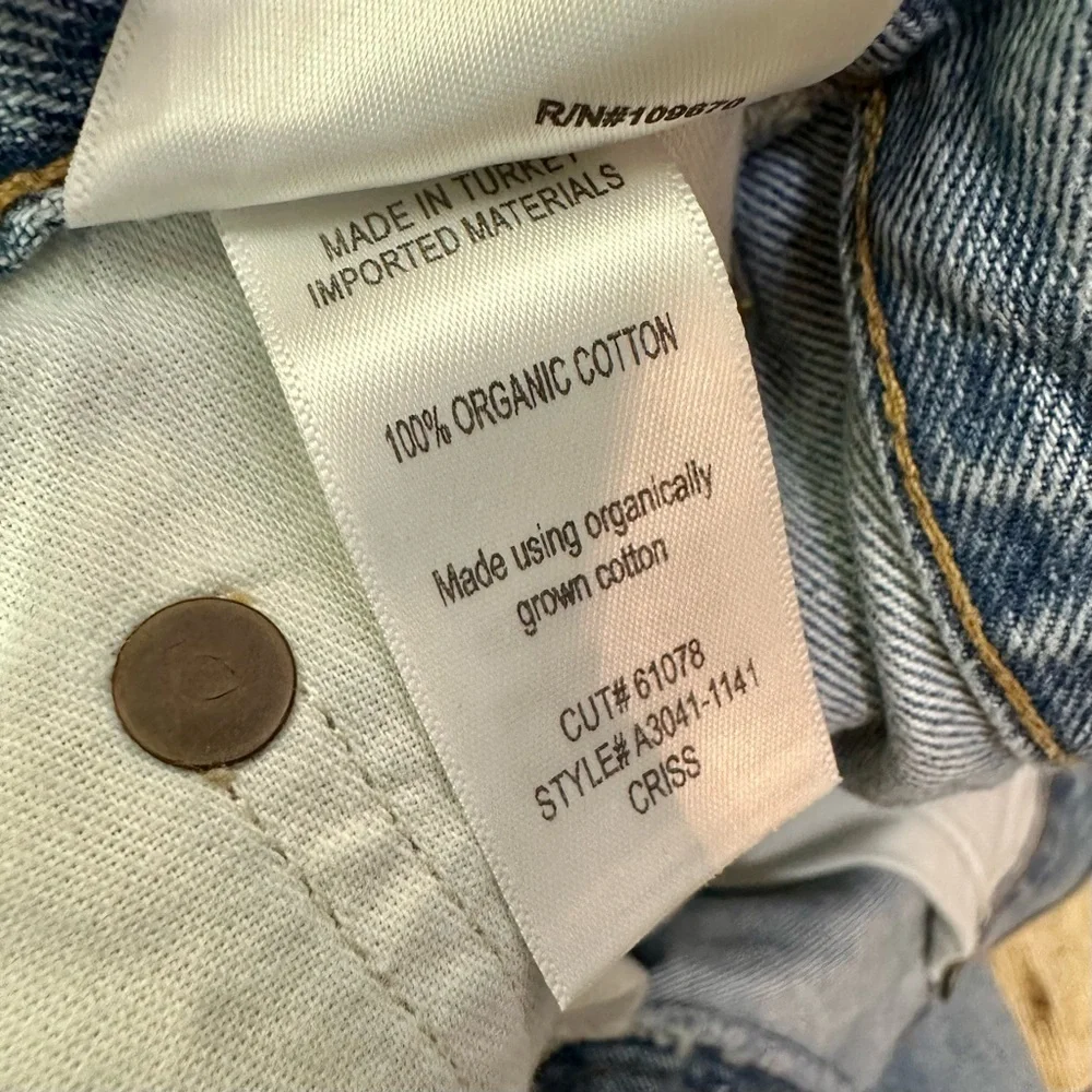 NWT Agolde Criss Cross Jean Mini Skirt Distressed Light Blue Frayed Hem Denim